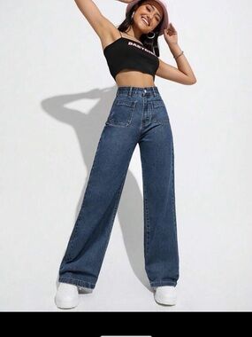 Women’s Loose Fit Straight Leg Jeans With Pockets, Casual & Versatile